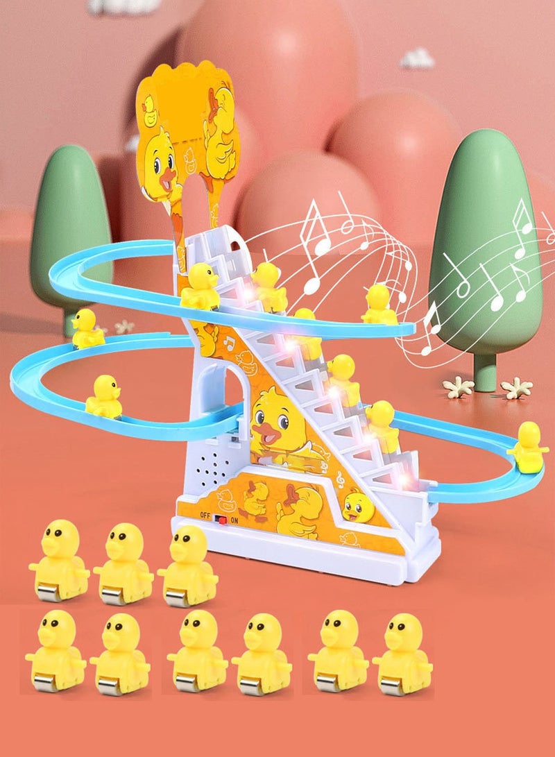 Relex Ducks Race Game Toy Playful Musical Roller Coaster Track Playset with Music u0026 LED Flashing Lights On/Off Button for Toddlers and Kids Gift - Image 1