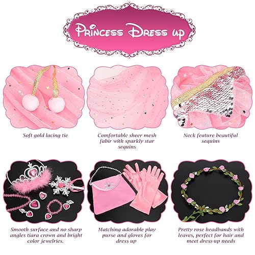 Fedio Princess Cape Set,12Pcs Princess Dress up Clothes for Little Girl, Princess Dresses for Girl 3-8 Years Birthday Gift - Image 4