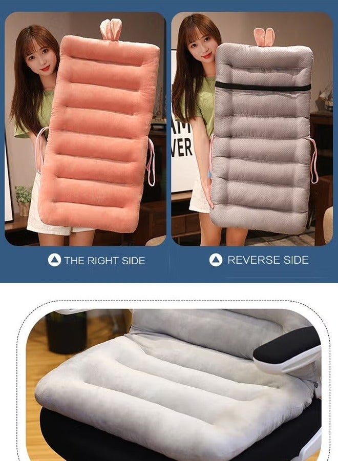 Reelyo Comfy Cushion, Thickened Plush Office Chair Cushion 85×45cm, All-in-One Soft Breathable Integrated Office Seat Cushion with Backrest Lumbar Support, Fixing Band & Non-Slip Bottom, Detachable Washable Cover, High Quality Plush PP Cotton Comfortable and No Deformation for Desk Chair Rocking Chair Car Seat Home Decor (Cute Pink Rabbit Design) - Image 5