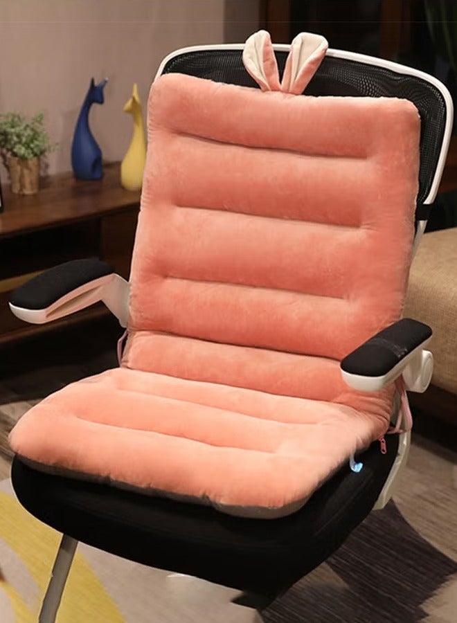 Reelyo Comfy Cushion, Thickened Plush Office Chair Cushion 85×45cm, All-in-One Soft Breathable Integrated Office Seat Cushion with Backrest Lumbar Support, Fixing Band & Non-Slip Bottom, Detachable Washable Cover, High Quality Plush PP Cotton Comfortable and No Deformation for Desk Chair Rocking Chair Car Seat Home Decor (Cute Pink Rabbit Design) - Image 4