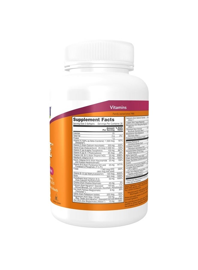 now Supplements, Eve™ Women's Multivitamin with Evening Primrose, Cranberry, Green Tea, Horsetail Silica & CoQ10, 90 Softgels - Image 2