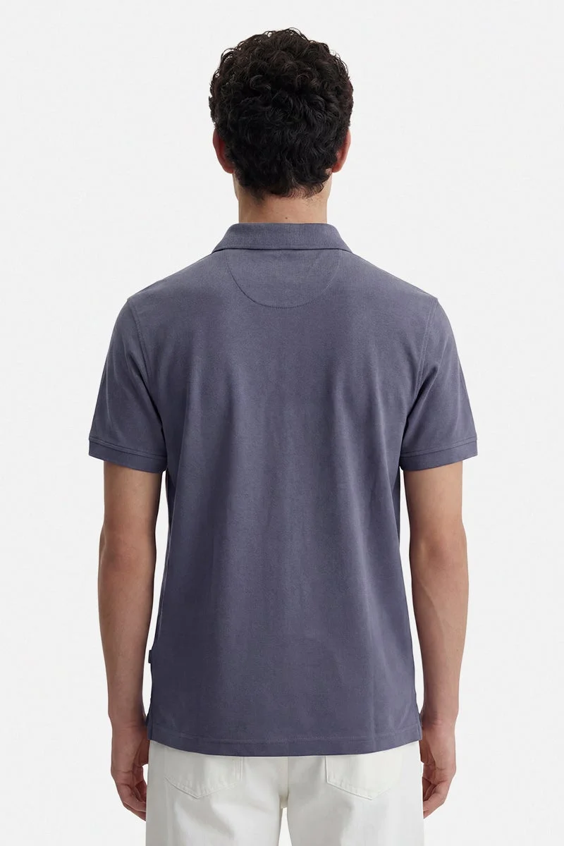 سنيتش Blue Solid Half Sleeve Regular Fit Casual T-Shirt