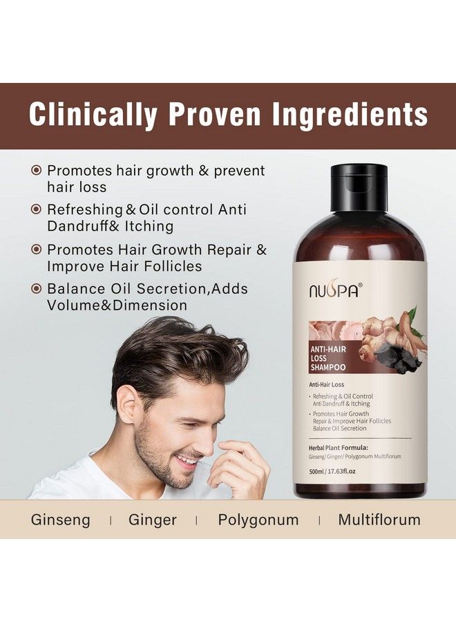 NUSPA NUSPA Herbal Hair Growth Shampoo Anti Hair Loss Hair Wash Infused With GingerGensengPolygonum Multiflorum Anti-Thinning Hair Thickening Products For Women & Men Daily Use  - Image 5