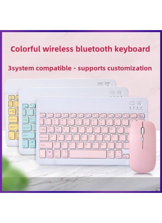 Bluetooth Keyboard For IPad Tablet PC Wonderful Control Keyboard Mobile Phone Wireless Bluetooth Keyboard Mouse Suit Factory-Color:7inch Keyboard + Dual Mode Rechargeable Mouse-Product Type:Sky Blue - Image 3
