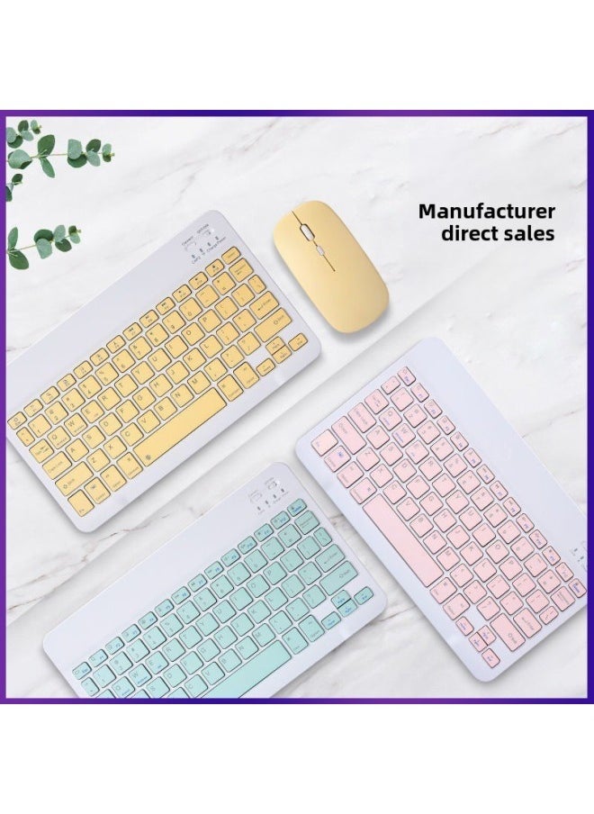Bluetooth Keyboard For IPad Tablet PC Wonderful Control Keyboard Mobile Phone Wireless Bluetooth Keyboard Mouse Suit Factory-Color:7inch Keyboard + Dual Mode Rechargeable Mouse-Product Type:Sky Blue - Image 2