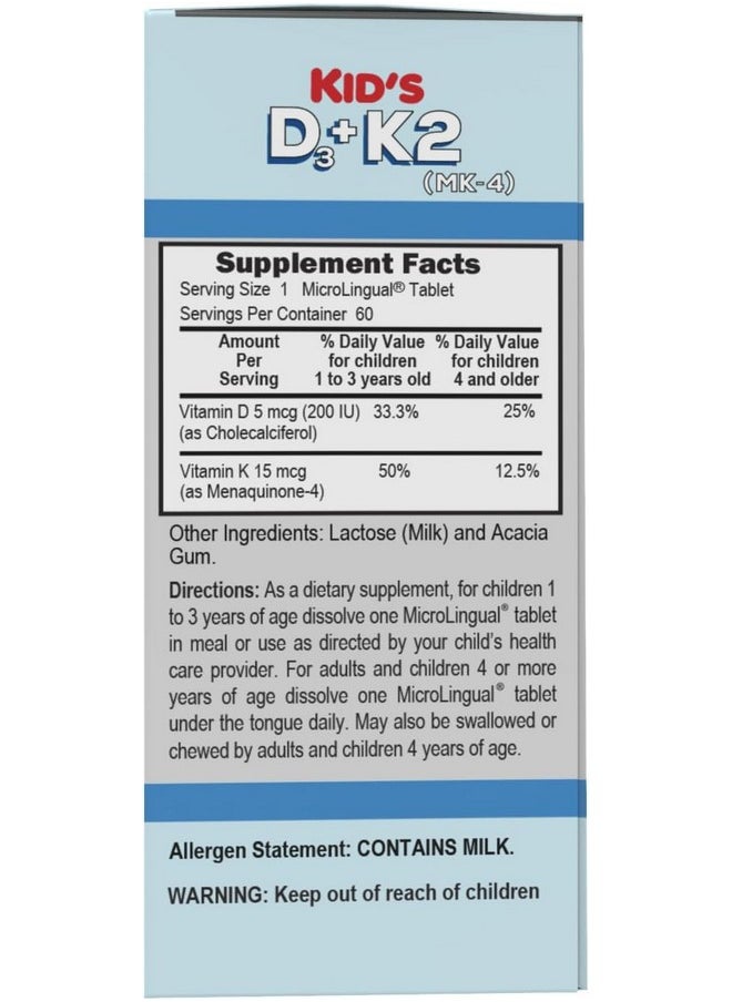 Superior Source Superior Source Kid's D3 & K2 (MK-4) - Children's Multivitamin - Supports Immune System & Bone Health - Non-GMO, Preservative-Free & Dye-Free - 60 MicroLingual Instant-Dissolve Tablets  - Image 4