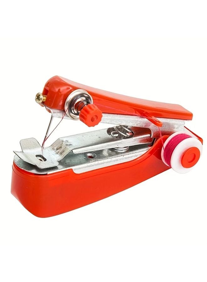 Red Handheld Heavy Duty Sewing Machine Portable Manual for Travel Home Crafting Mending Clothes - Image 1