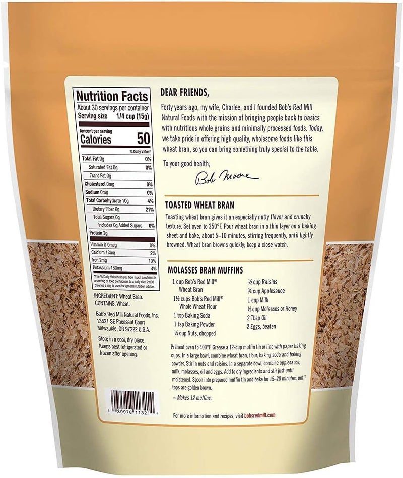 Bob's Red Mill High Fiber Wheat Bran, 454 grams - Ideal for Baking and Cooking - Image 2
