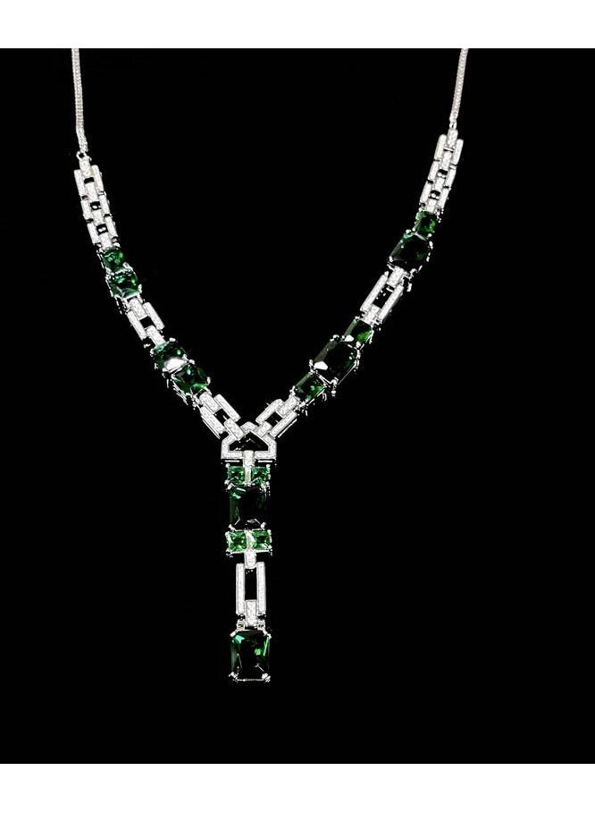 NIBEMINENT Vintage Malachite Emerald Chain Necklace Ring Earring Jewelry Set  - Image 4