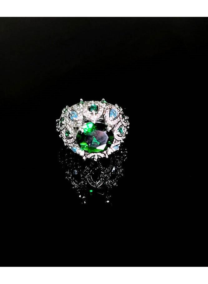 NIBEMINENT Vintage Malachite Emerald Chain Necklace Ring Earring Jewelry Set  - Image 5