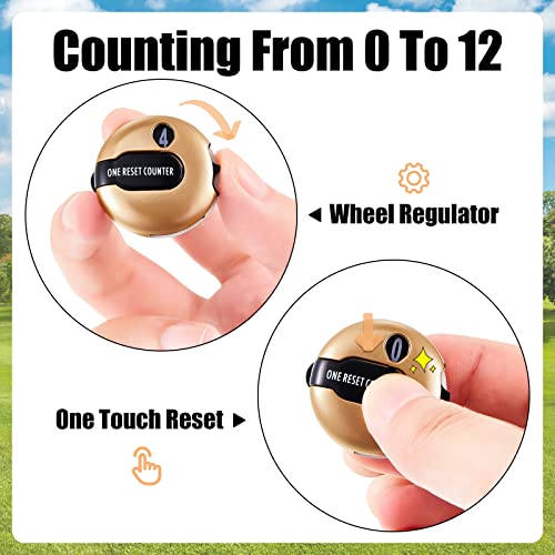 Fiada 3 Pcs 1.2 Inch Golf Score Counter for Women Mini Golf Stroke Counter Scoring Keeper up to 12 Shot to Scorekeeper Glove in(Gold, Silver, White) - Image 3