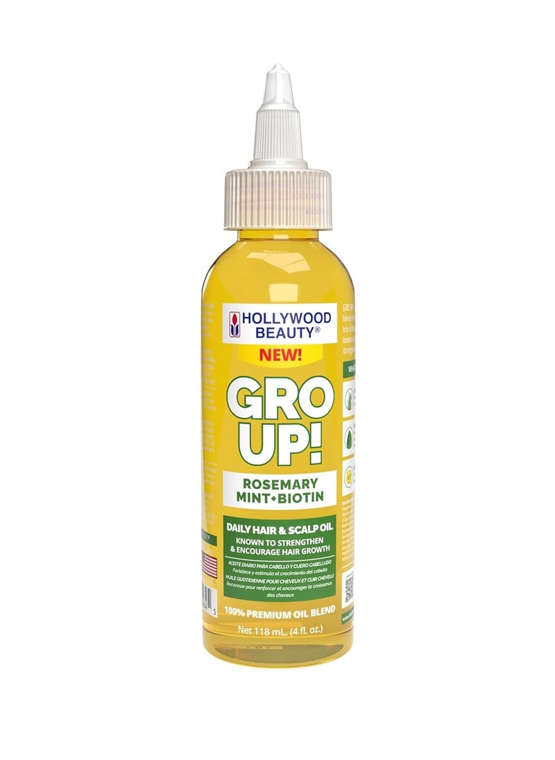 Hollywood Beauty Hollywood Beauty Gro Up! Daily Hair & Scalp Oil with Rosemary, Mint, and Biotin, 4 fl oz  - Image 1