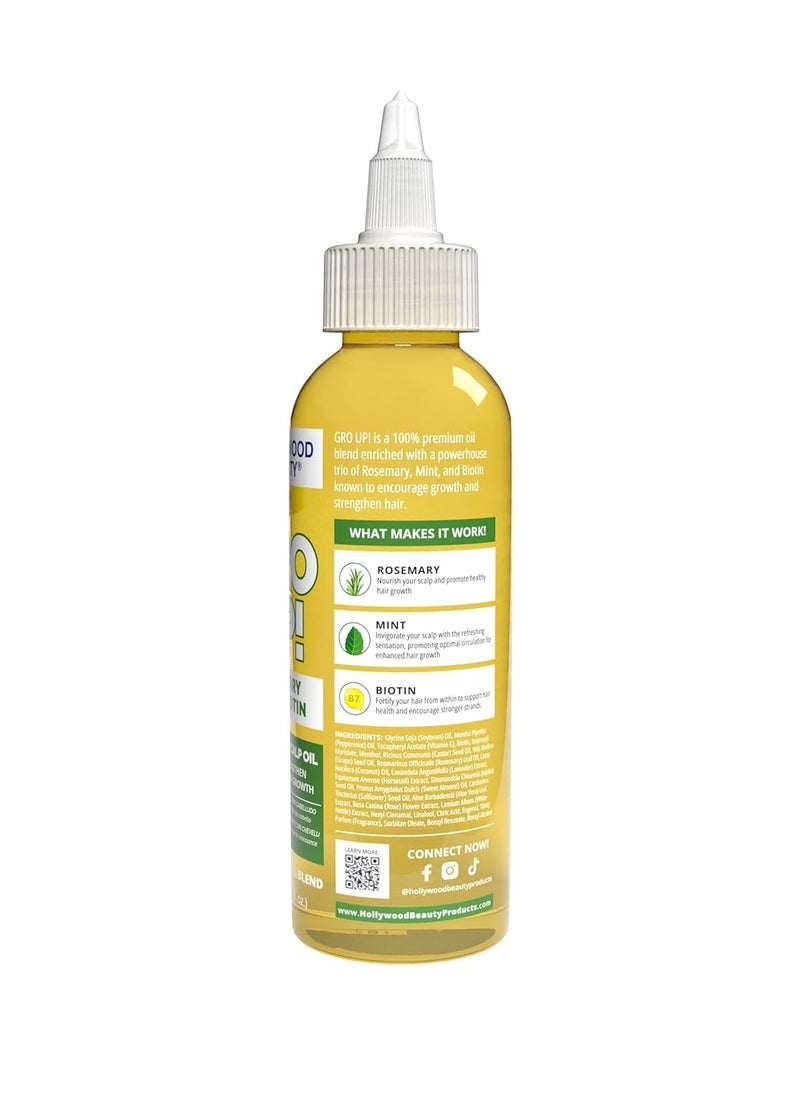 Hollywood Beauty Hollywood Beauty Gro Up! Daily Hair & Scalp Oil with Rosemary, Mint, and Biotin, 4 fl oz  - Image 2