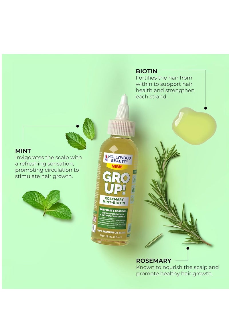 Hollywood Beauty Hollywood Beauty Gro Up! Daily Hair & Scalp Oil with Rosemary, Mint, and Biotin, 4 fl oz  - Image 3