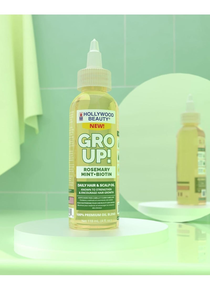 Hollywood Beauty Hollywood Beauty Gro Up! Daily Hair & Scalp Oil with Rosemary, Mint, and Biotin, 4 fl oz  - Image 4