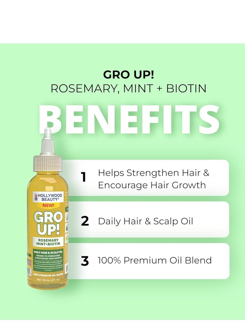Hollywood Beauty Hollywood Beauty Gro Up! Daily Hair & Scalp Oil with Rosemary, Mint, and Biotin, 4 fl oz  - Image 5