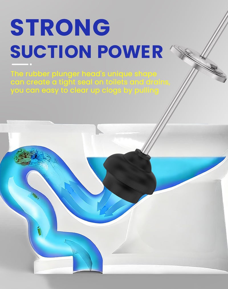 DOWRY Anti-Hand Off Toilet Plunger with Holder for Bathroom,Powerful Efficient Force Suction Cup,Heavy Duty, Deep Cleaning, Nickel - Image 3
