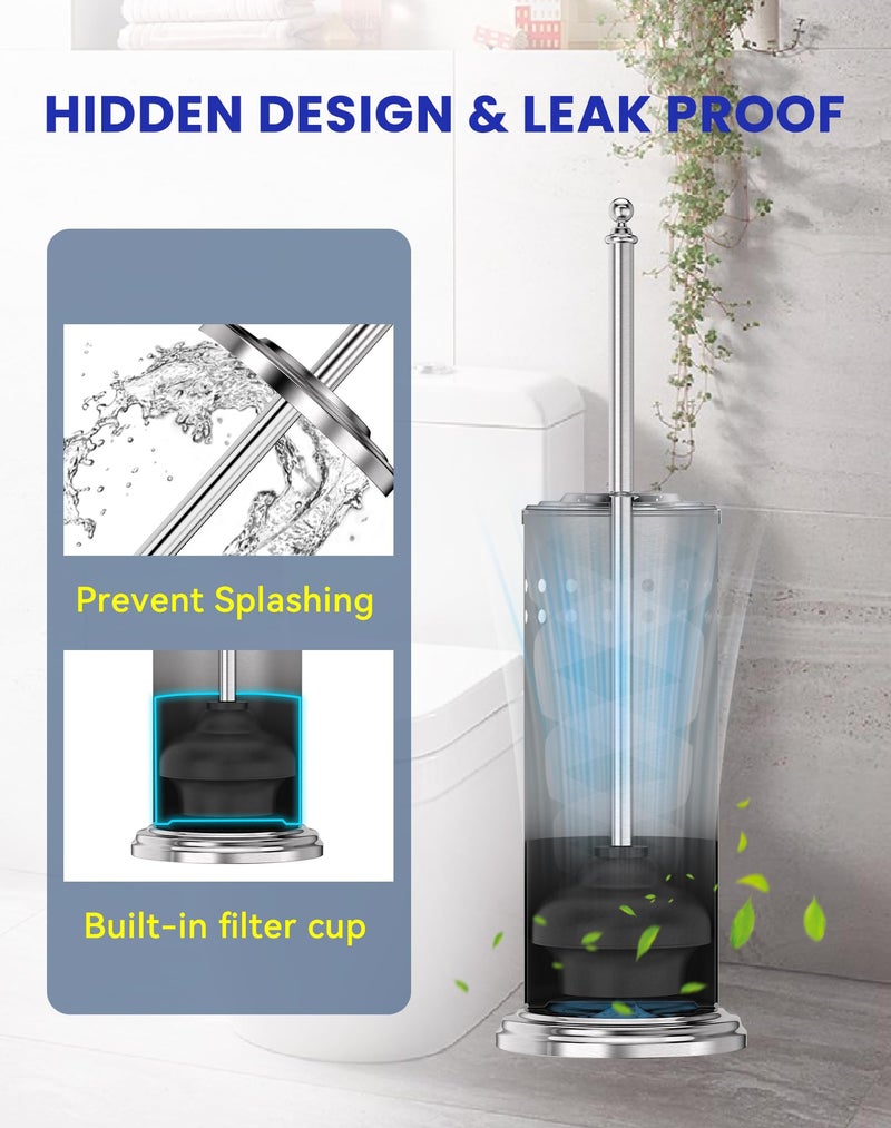 DOWRY Anti-Hand Off Toilet Plunger with Holder for Bathroom,Powerful Efficient Force Suction Cup,Heavy Duty, Deep Cleaning, Nickel - Image 4