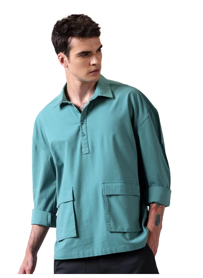 بيونغ Beach Blue Oversized Urban Shirt for Men