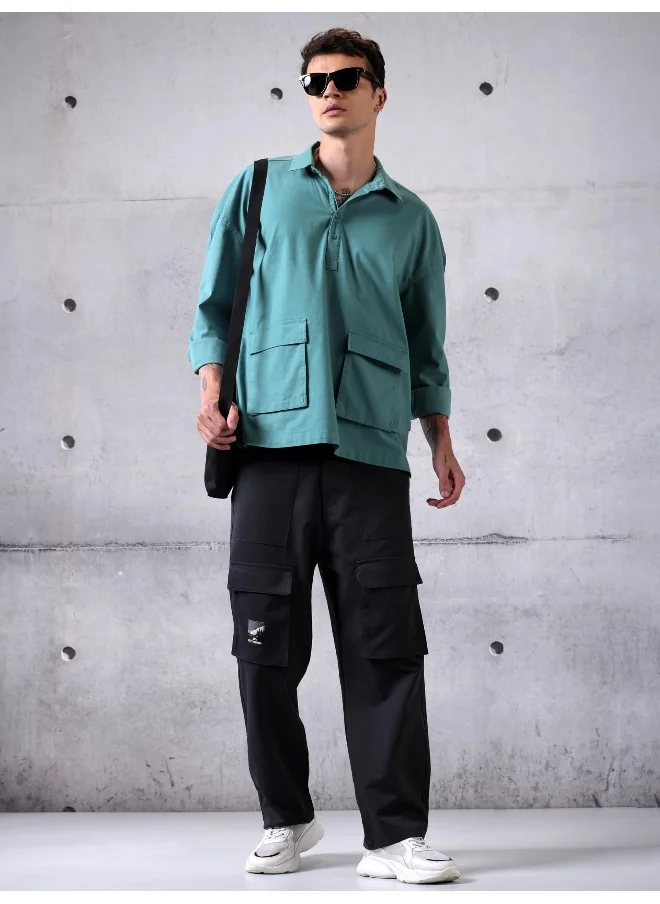 بيونغ Beach Blue Oversized Urban Shirt for Men