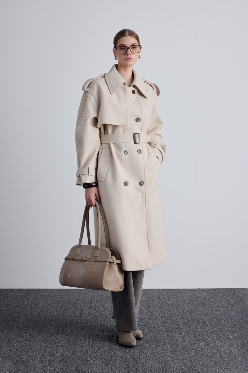 Manuka Epaulette Detailed Cashmere Coat Beige  - Image 2