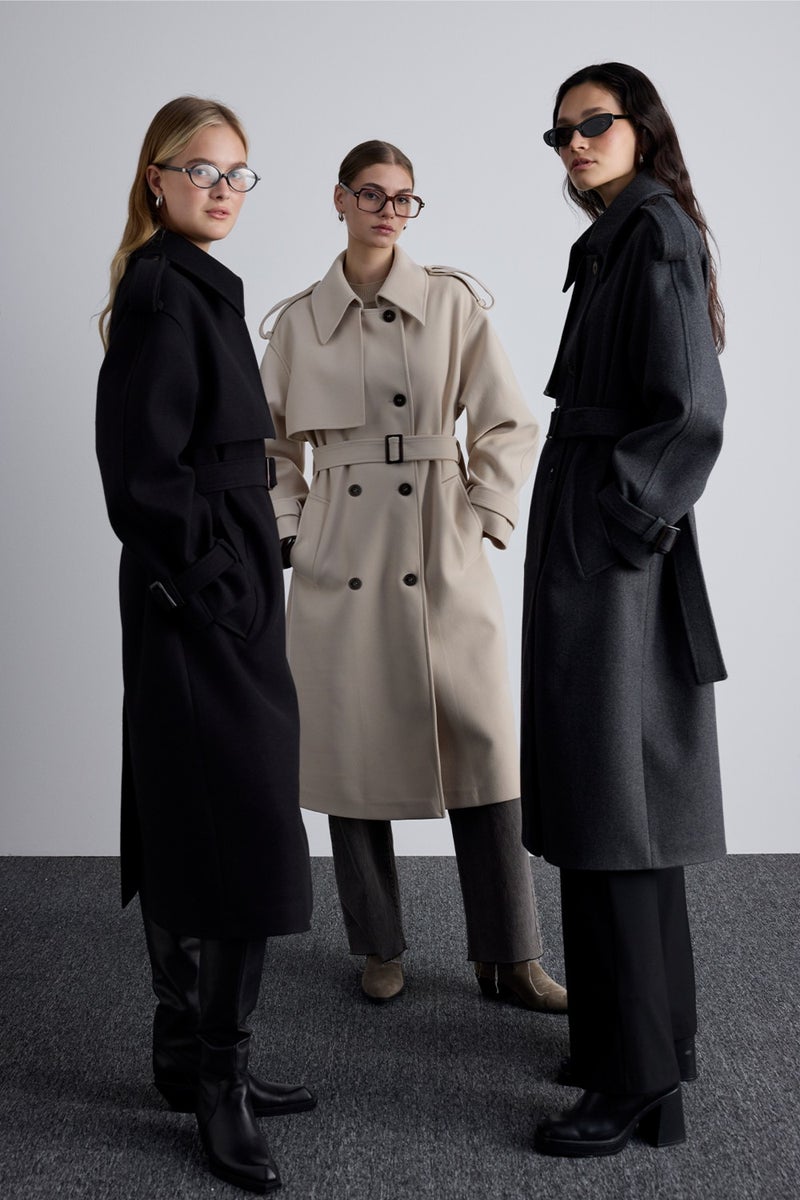Manuka Epaulette Detailed Cashmere Coat Beige  - Image 1