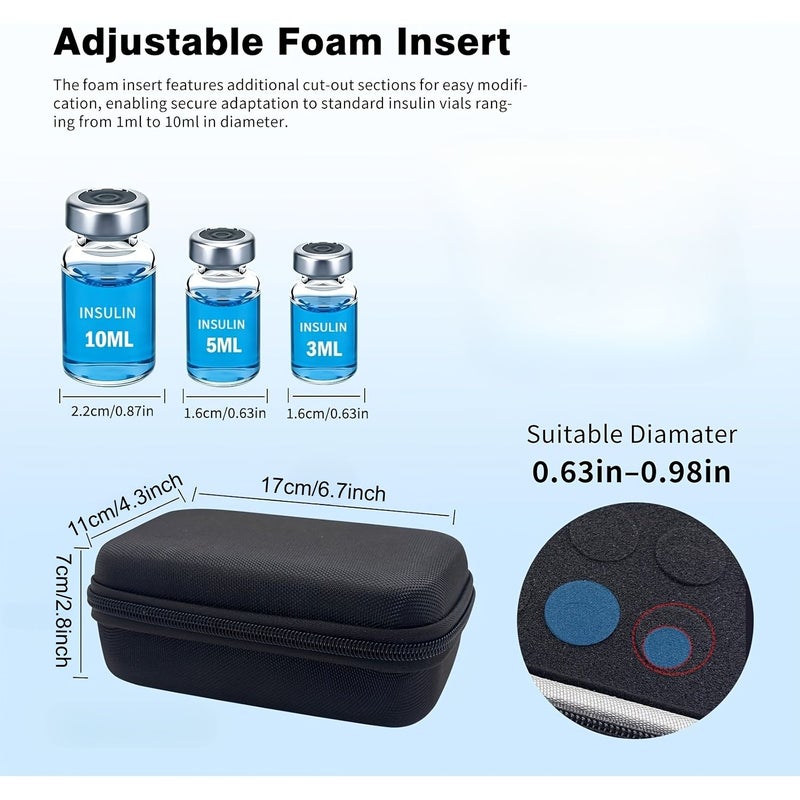 Black Insulin Protective Case 10 Compartments Peptide Storage Box for Diabetes Care - Image 3