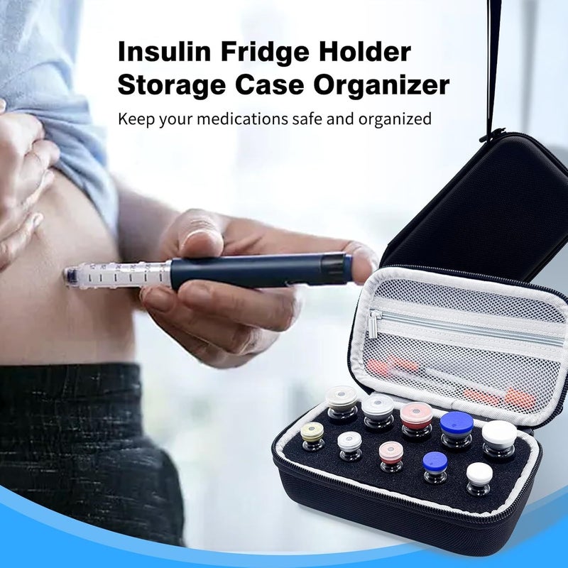 Black Insulin Protective Case 10 Compartments Peptide Storage Box for Diabetes Care - Image 2