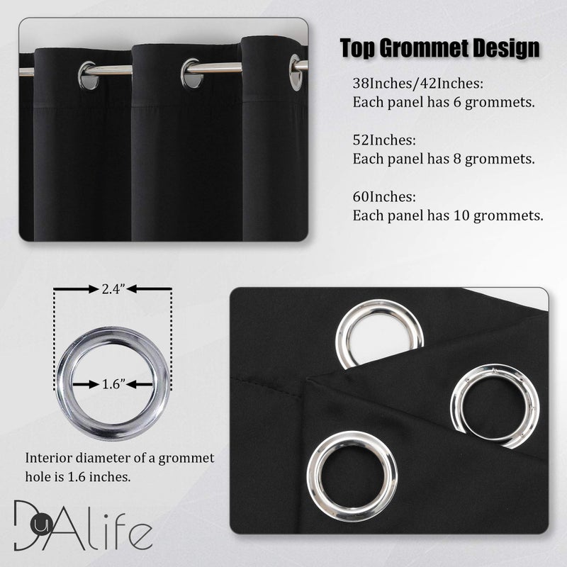 DUALIFE Black Out Curtains 9 ft (60 Inches by 108 Inch Length Black 2 Panels Burg) Extra Long Grommet Blackout Heat Blocking Blinds Shades Bedroom Curtains for Hall/Dining Room - Image 2