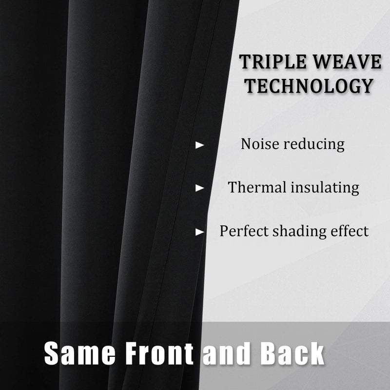 DUALIFE Black Out Curtains 9 ft (60 Inches by 108 Inch Length Black 2 Panels Burg) Extra Long Grommet Blackout Heat Blocking Blinds Shades Bedroom Curtains for Hall/Dining Room - Image 4