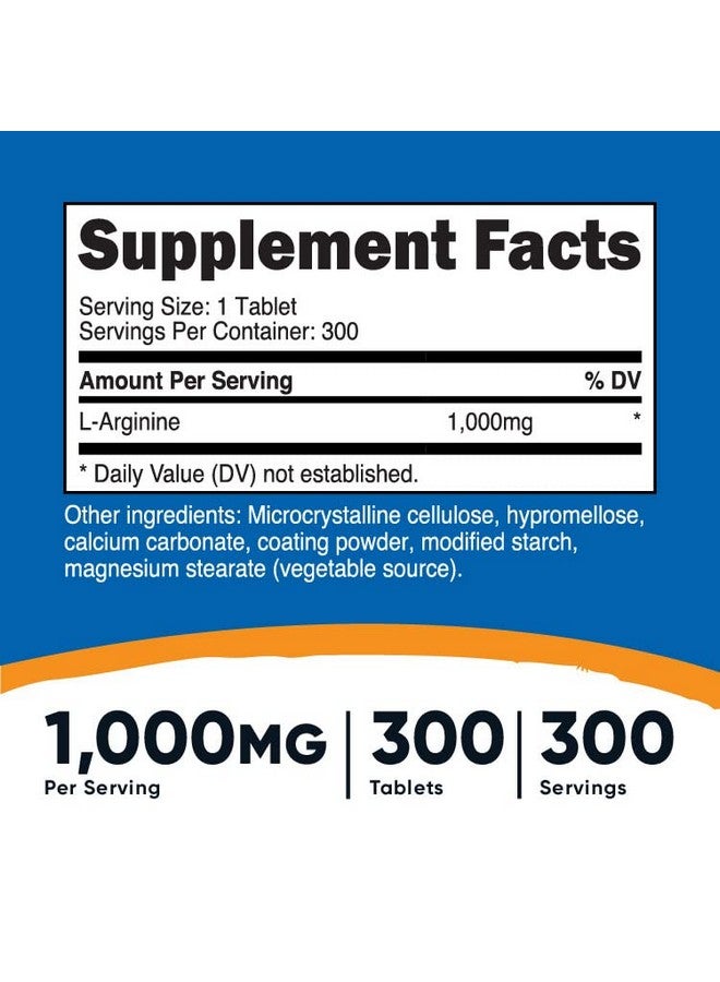 Nutricost Larginine 1000Mg Amino Acid Tablets (300 Tablets) - Image 3
