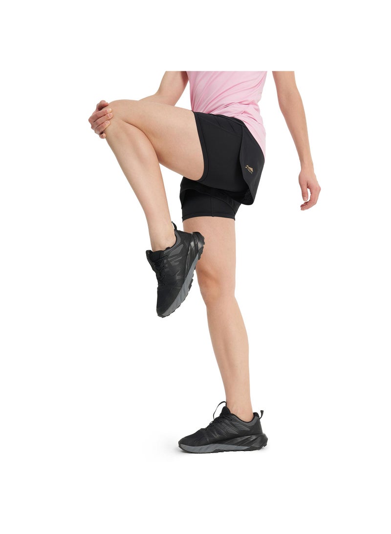Demix Women’s Running Shorts - Demix Trail Black Lightweight & Breathable 2-in-1 Shorts with Moisture-Wicking Fabric & Multiple Pockets - Image 1