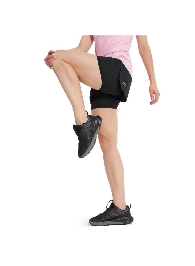 Demix Women’s Running Shorts - Demix Trail Black Lightweight & Breathable 2-in-1 Shorts with Moisture-Wicking Fabric & Multiple Pockets - Image 4