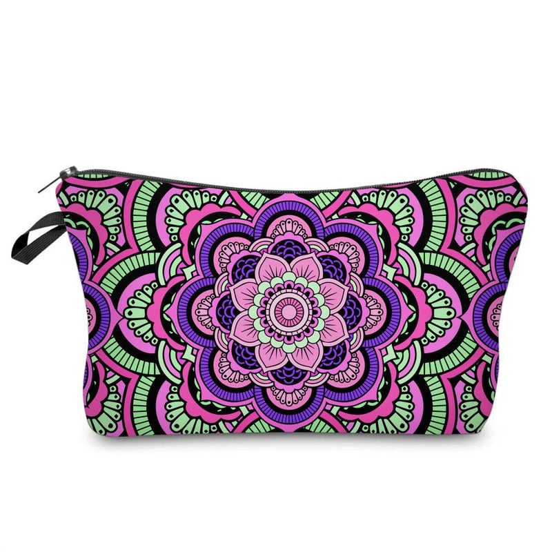 Deanfun Cosmetic Bag for Women Mandala Flowers Waterproof Makeup Bags Roomy Toiletry Pouch Travel Accessories Gifts 51466