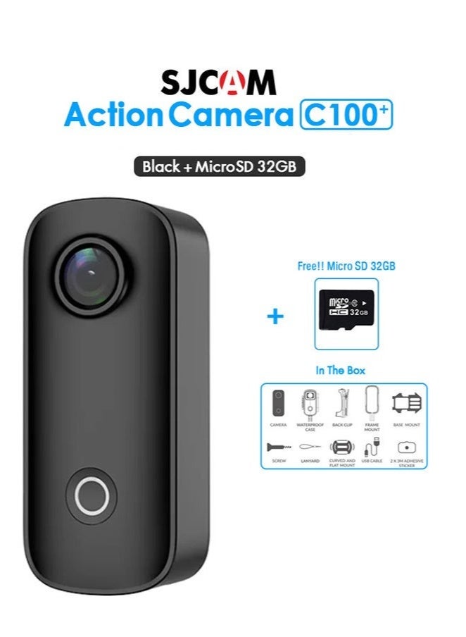 SJCAM (With 64GB SD Card)C100+4K Thumb Sports Action Camera, Supports WiFi 30M, Waterproof with Protective Case, EIS Anti-shake, Suitable for Travel, Sports, Vlog - Image 1