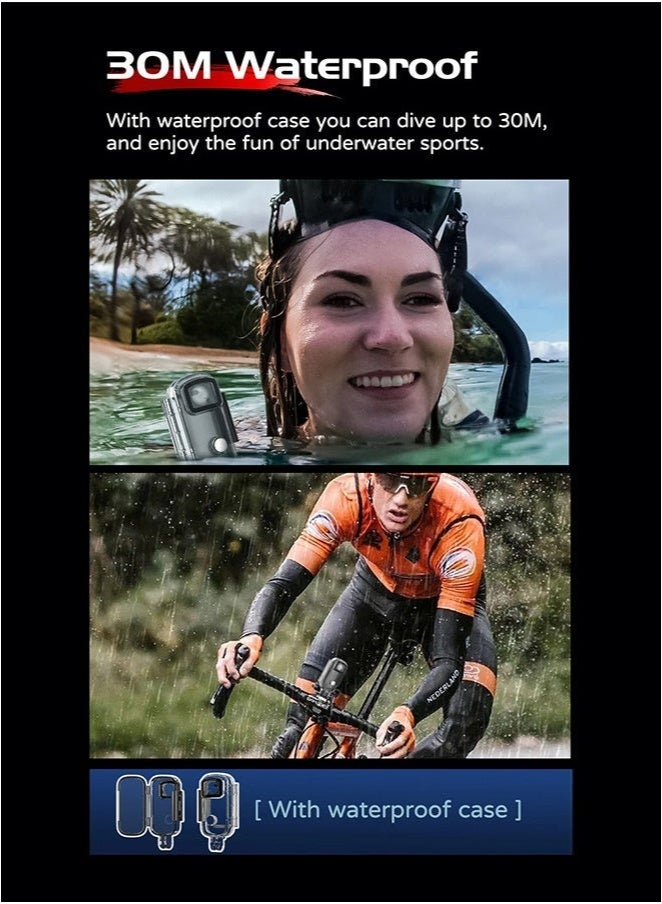 SJCAM (With 64GB SD Card)C100+4K Thumb Sports Action Camera, Supports WiFi 30M, Waterproof with Protective Case, EIS Anti-shake, Suitable for Travel, Sports, Vlog - Image 4