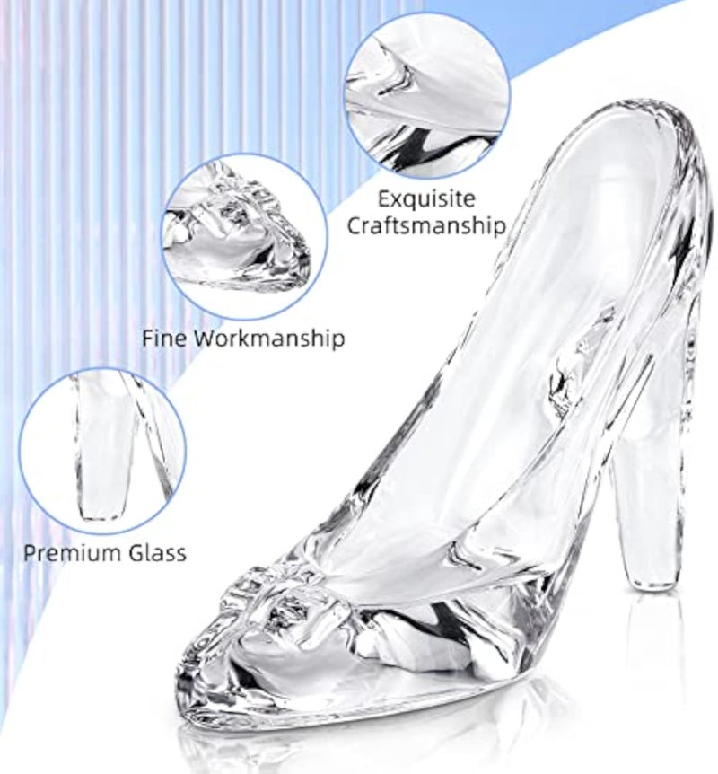 Cinderella Shoe Decor, Crystal High Heels Shoes Ornaments Glass Slipper Decoration Gift for Birthday Wedding Party - Image 3