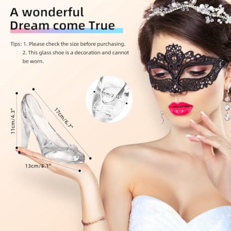Cinderella Shoe Decor, Crystal High Heels Shoes Ornaments Glass Slipper Decoration Gift for Birthday Wedding Party - Image 2