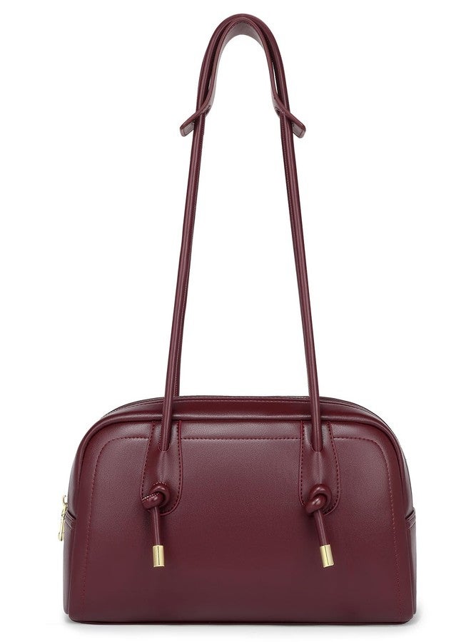 Peacocktion Swing Zip Shoulder Bag for Women Vegan Leather Trendy Hobo Purses Handbags for Everyday Travel Burgundy Red - Image 1