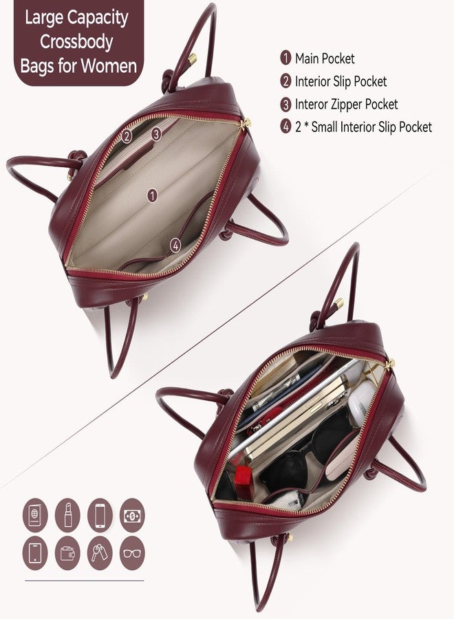 Peacocktion Swing Zip Shoulder Bag for Women Vegan Leather Trendy Hobo Purses Handbags for Everyday Travel Burgundy Red - Image 3