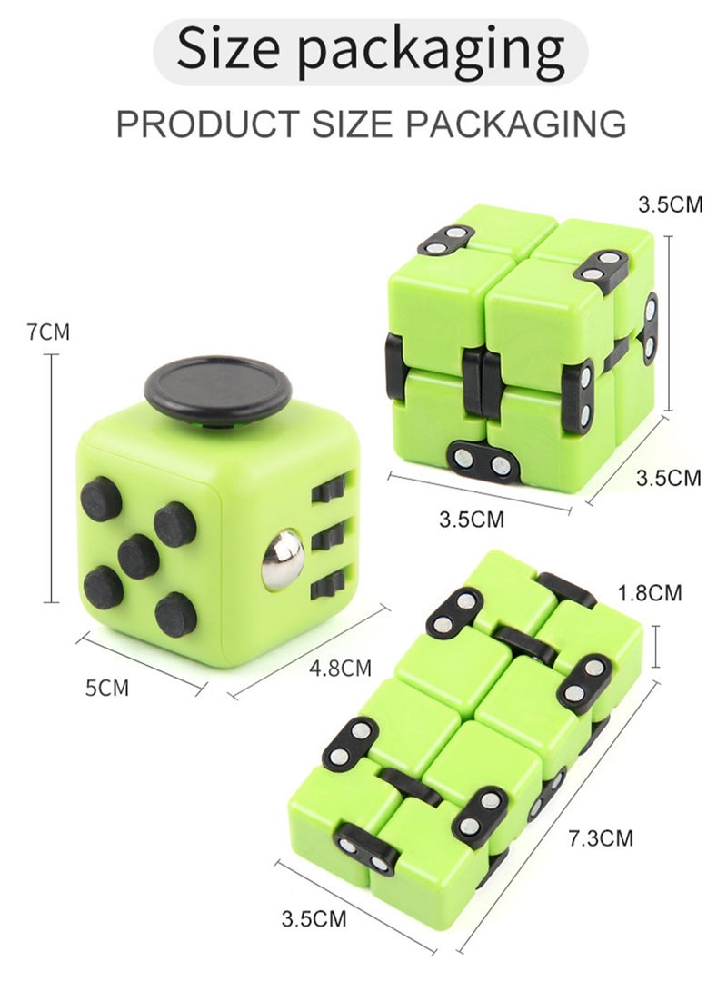 3-piece set of Rubik's Cube Decompression Dice Fidget Spinner Bubble Fun (Green) - Image 2