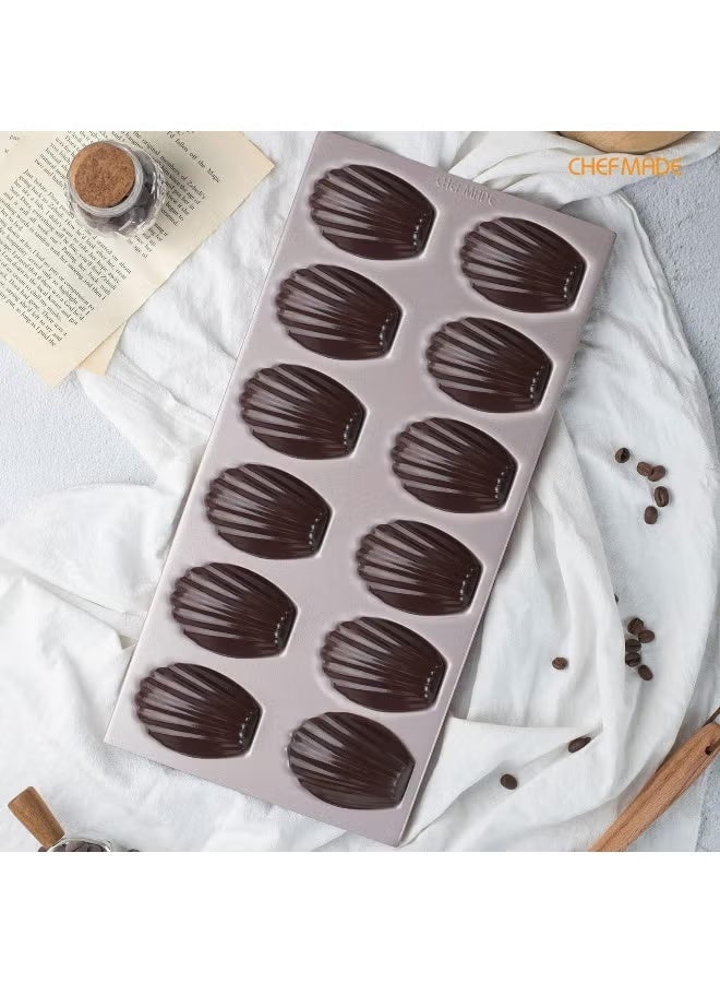 شيف ميد قالب مادلين 12 تجويف غير لاصق قالب احترافي لتشكيل المادلين الفرنسية بتصميم صدفي متناسق – متين، عالي الجودة، وسهل التنظيف للاستخدام المنزلي والتجاري - Image 2