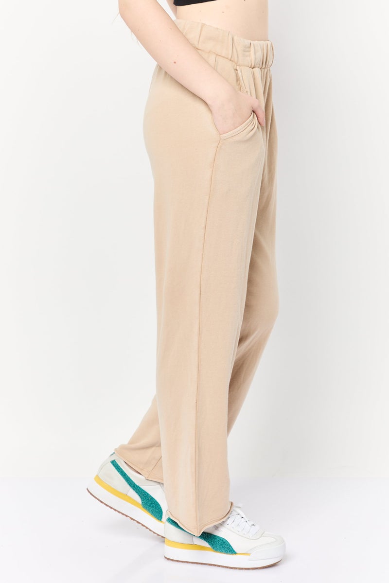 Aerie Women Petite Plain Sweatpants, Light Tan - Image 4