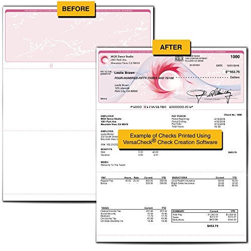 VersaCheck ValueChex - 55 Blank Business Voucher Checks - Pink Prestige - 55 Sheets Form #1000 - Check on Top - Image 2