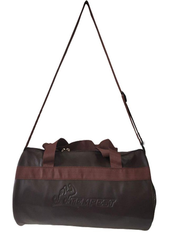 TEMPEST Leatherite Gym Bag Duffel Bag Emboss Logo (Brown) - Image 2