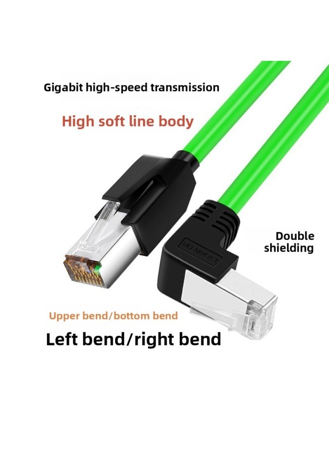 Generic Super Six-class Network Cable Elbow High Flexible Drag Chain Shield Gigabit Industrial Camera Network Cable Office Router Network Jumper-Color:Green (up Bend To Up Bend)-Line Length:3 Meters  - Image 2