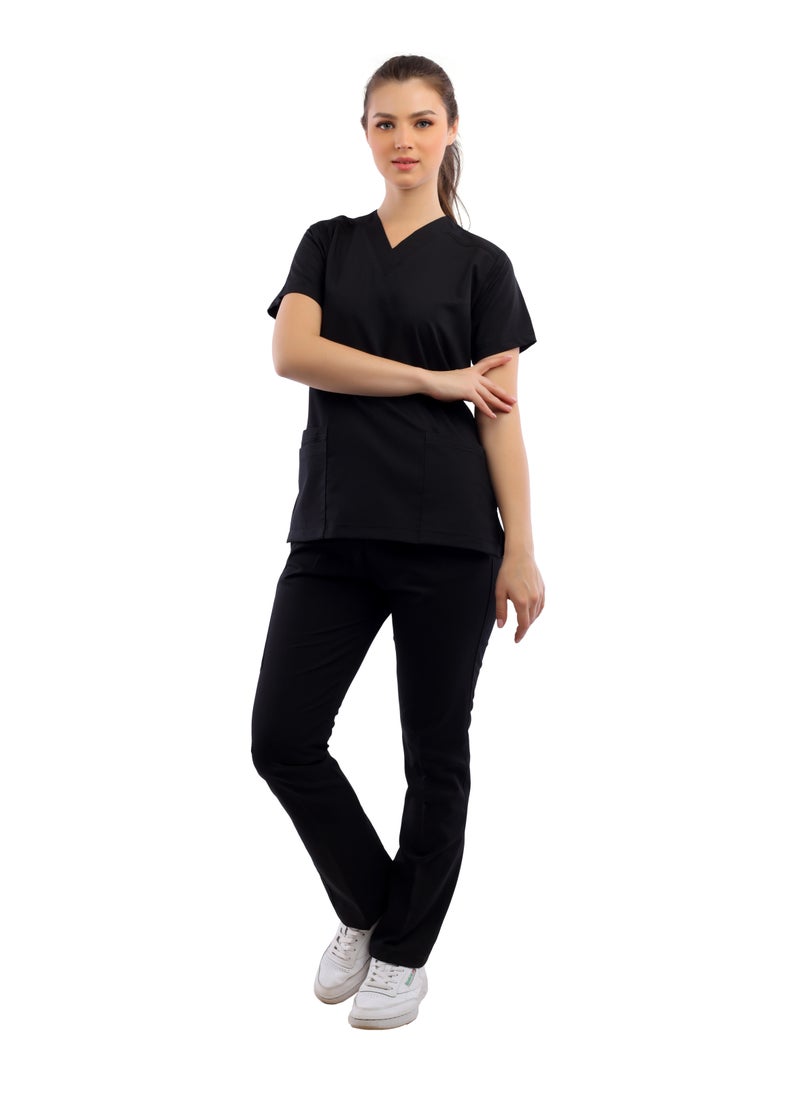 APEX Premium Scrub 1/2 Sleeve Female Black Medi-Tex  - Image 2