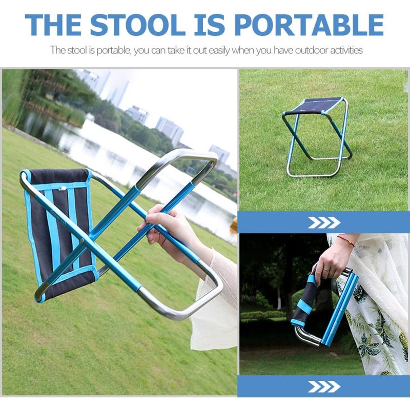 Lightweight Portable Folding Stool Blue Mini Camping Chair for Outdoor Fishing Beach Picnic - Image 5