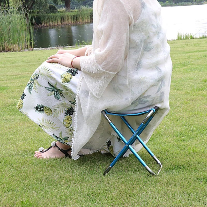 Lightweight Portable Folding Stool Blue Mini Camping Chair for Outdoor Fishing Beach Picnic - Image 3