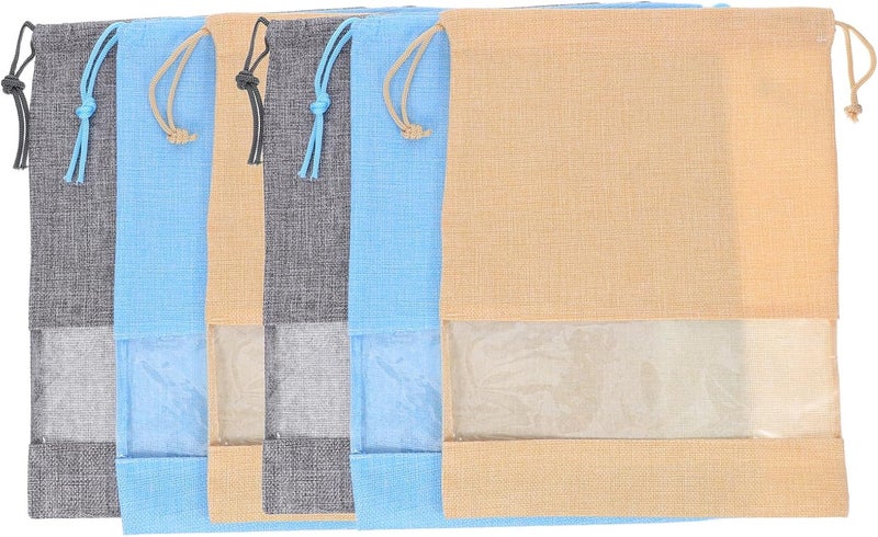 iplusmile 6pcs Linen Travel Shoe Bags with Window Foldable Dustproof Shoe Storage Pouches for Luggage Packing Organizer for Men and Women - Image 1